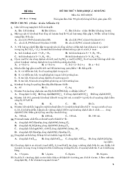 Đề 016 thi thử vào đại học, cao đẳng môn thi: hóa học
