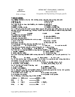Đề 017 thi thử vào đại học, cao đẳng môn thi: hóa học (tiếp)