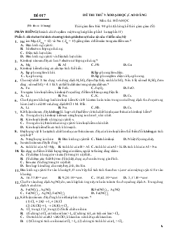 Đề 017 thi thử vào đại học, cao đẳng môn thi: hóa học