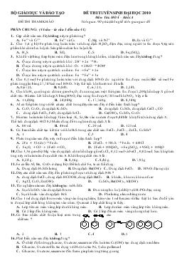 Đề 019 thi tuyển sinh đại học 2010 môn thi: hoá – khối a