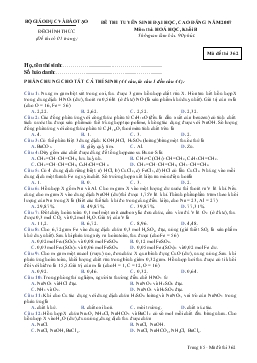 Đề 02 thi tuyển sinh đại học, cao đẳng năm 2007 môn thi: hoá học, khối b