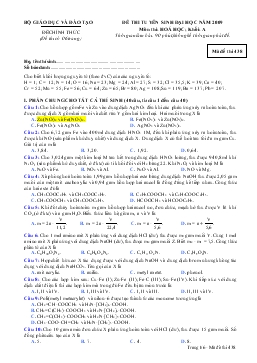 Đề 02 thi tuyển sinh đại học năm 2009 môn thi: hoá học; khối: a