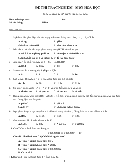 Đề  03 thi trắc nghiệm - Môn hóa học thời gian làm bài: 90 phút (50 câu trắc nghiệm)