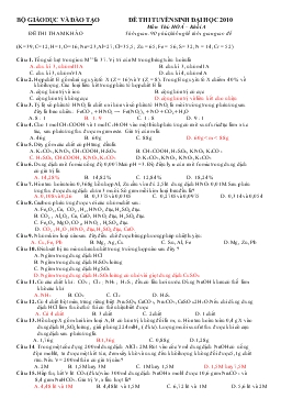 Đề 030 thi tuyển sinh đại học 2010 môn thi: hoá – khối a
