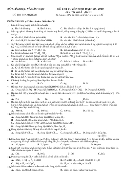 Đề 034 thi tuyển sinh đại học 2010 môn thi: hoá – khối a