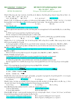 Đề 07 thi tuyển sinh đại học 2010 môn thi: hoá – khối a thời gian: 90 phút, không kể thời gian giao đề
