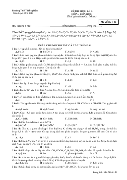 Đề 1 thi học kì 2 môn : hoá học thời gian làm bài: 60 phút