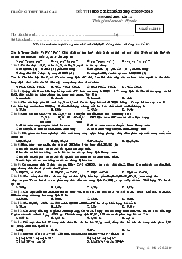Đề 1 thi học kì 2 năm học 2009-2010 môn hoá hoc lớp 12 thời gian làm bài: 45 phút