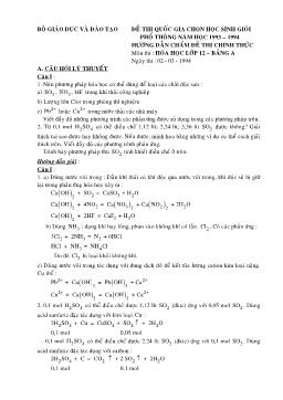 Đề 1 thi quốc gia chọn học sinh giỏi phổ thông năm học 1993 – 1994 đề thi chính thức môn thi : hóa học lớp 12 – bảng a