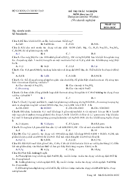 Đề 1 thi trắc nghiệm môn hóa học 12 thời gian làm bài: 90 phút