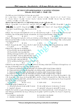 Đề 1 thi tuyển sinh đại học, cao đẳng năm 2010 môn thi : hoá, khối a