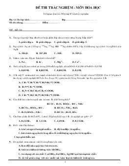 Đề 10 thi trắc nghiệm - Môn hóa học thời gian làm bài: 90 phút (50 câu trắc nghiệm)