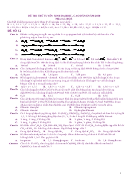 Đề 12 thi thử tuyển sinh đại học, cao đẳng năm 2010 môn thi : hoá