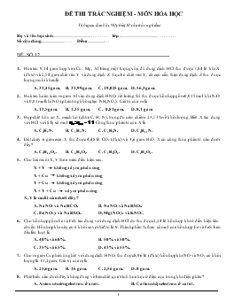 Đề 12 thi trắc nghiệm - Môn hóa học thời gian làm bài: 90 phút (50 câu trắc nghiệm)