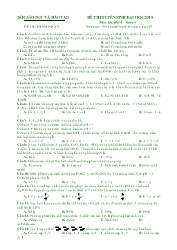 Đề 12 thi tuyển sinh đại học 2010 môn thi: hoá – khối a thời gian: 90 phút, không kể thời gian giao đề