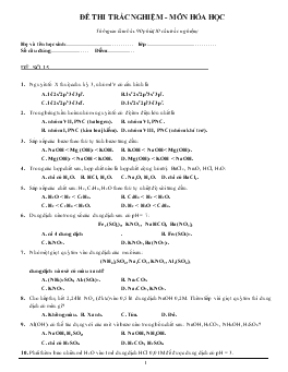 Đề 15 thi trắc nghiệm - Môn hóa học thời gian làm bài: 90 phút (50 câu trắc nghiệm)