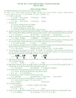 Đề 18 thi thử tuyển sinh đại học, cao đẳng năm 2010 môn thi : hoá 50 câu, thời gian: 90 phút