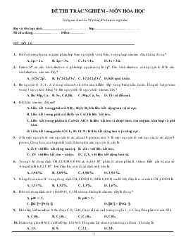 Đề 18 thi trắc nghiệm - Môn hóa học thời gian làm bài: 90 phút (50 câu trắc nghiệm)