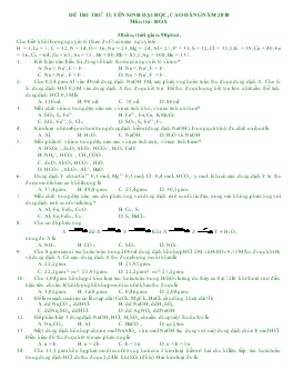 Đề 19 thi thử tuyển sinh đại học, cao đẳng năm 2010 môn thi : hoá 50 câu, thời gian: 90 phút