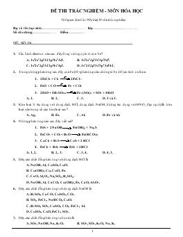 Đề 19 thi trắc nghiệm - Môn hóa học thời gian làm bài: 90 phút (50 câu trắc nghiệm)