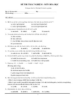 Đề 2 thi trắc nghiệm - Môn hóa học thời gian làm bài: 90 phút (50 câu trắc nghiệm)