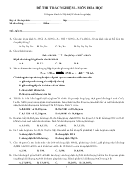 Đề 21 thi trắc nghiệm - Môn hóa học thời gian làm bài: 90 phút (50 câu trắc nghiệm)