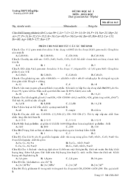 Đề 3 thi học kì 2 môn : hoá học thời gian làm bài: 60 phút