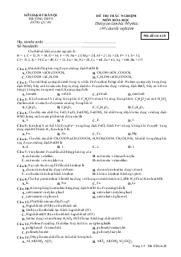 Đề 3 thi trắc nghiệm môn hóa học thời gian làm bài: 60 phút