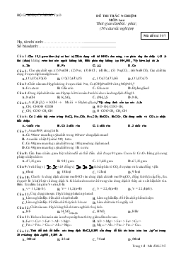Đề 3 thi trắc nghiệm môn hóa thời gian làm bài: 90 phút