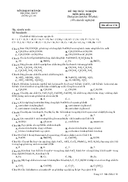 Đề 4 thi trắc nghiệm môn hóa học thời gian làm bài: 60 phút