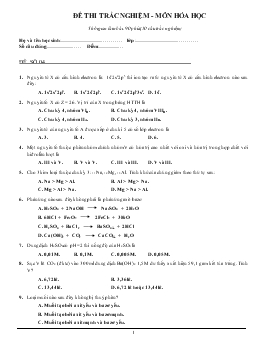 Đề 4 thi trắc nghiệm - Môn hóa học thời gian làm bài: 90 phút (50 câu trắc nghiệm)