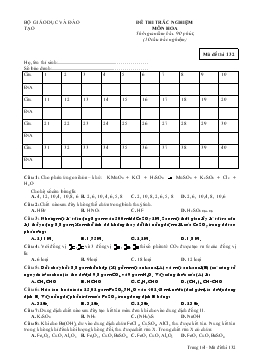 Đề 5 thi trắc nghiệm môn hóa thời gian làm bài: 90 phút