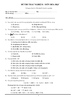 Đề 6 thi trắc nghiệm - Môn hóa học thời gian làm bài: 90 phút (50 câu trắc nghiệm)