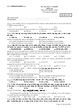 Đề 6 thi trắc nghiệm môn hóa thời gian làm bài: 90 phút