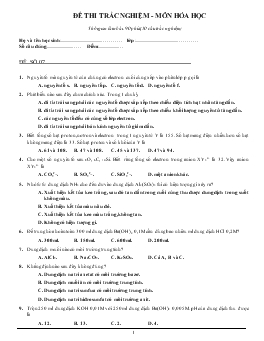Đề 7 thi trắc nghiệm - Môn hóa học thời gian làm bài: 90 phút (50 câu trắc nghiệm)