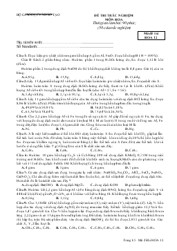 Đề 7 thi trắc nghiệm môn hoa thời gian làm bài: 90 phút