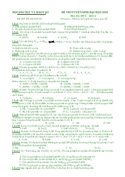 Đề 7 thi tuyển sinh đại học 2010 môn thi: hoá – khối a thời gian: 90 phút, không kể thời gian giao đề