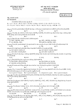 Đề 8 thi trắc nghiệm môn hóa học thời gian làm bài: 60 phút