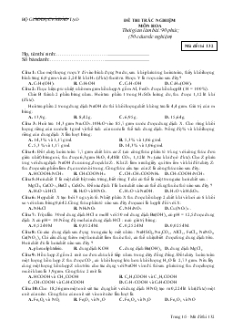 Đề 8 thi trắc nghiệm môn hoa thời gian làm bài: 90 phút