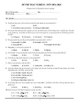 Đề 9 thi trắc nghiệm - Môn hóa học thời gian làm bài: 90 phút (50 câu trắc nghiệm)