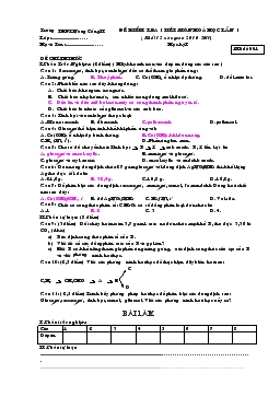 Đề kiểm tra 1 tiết môn hoá học lần 1