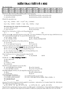 Đề Kiểm tra 1 tiết số 2-Học kì I
