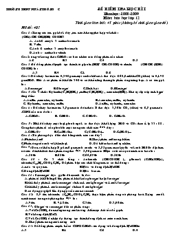 Đề kiểm tra học kì 1 năm học: 2008-2009 môn: hóa học lớp 12