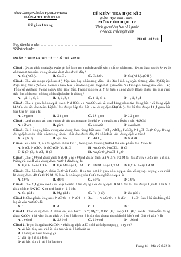 Đề kiểm tra học kì 2 (năm học 2008 – 2009) môn thi hóa học 12 thời gian làm bài: 45 phút