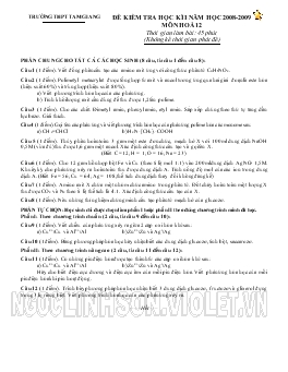 Đề kiểm tra học kì I năm học 2008-2009 môn hoá 12 thời gian làm bài: 45 phút