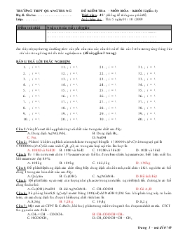 Đề kiểm tra – môn hóa – khối 12 (lần 1)