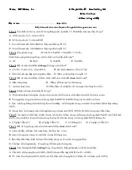 Đề luyện thi số 7 – làm bài 45 phút Môn: hoá học