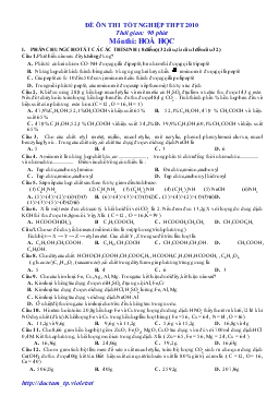 Đề ôn thi tốt nghiệp thpt 2010 thời gian: 90 phút môn thi: hoá học