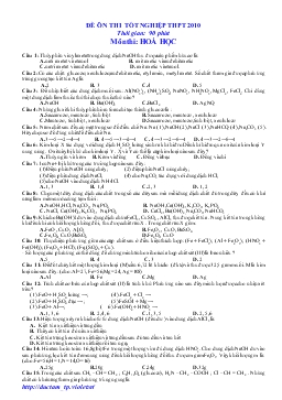 Đề ôn thi tốt nghiệp thpt 2010 thời gian: 90 phút môn thi: hoá học