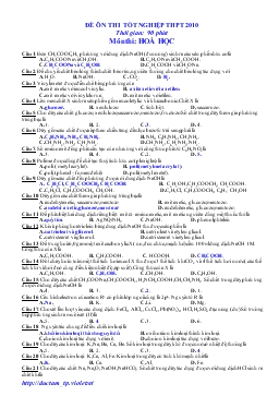 Đề ôn thi tốt nghiệp thpt 2010 thời gian: 90 phút môn thi: hoá học
